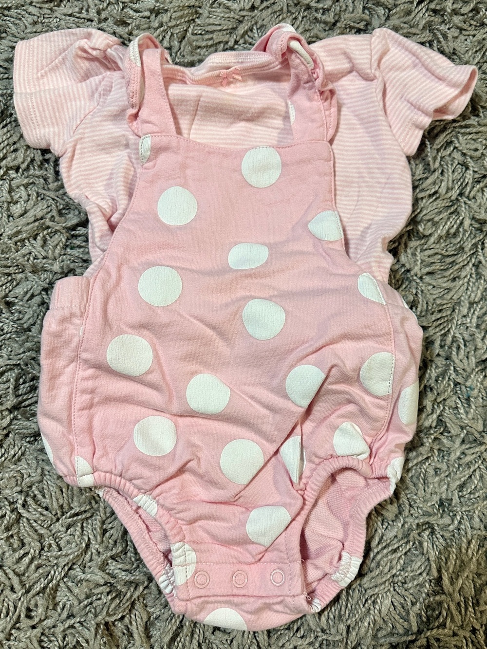 Carter's Pink and White Polka Dot Footed One-Piece